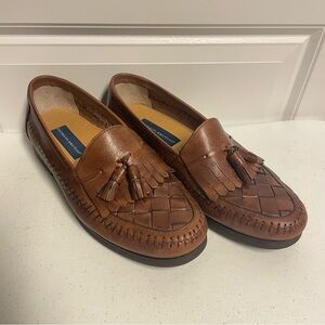 Giorgio Brutini Loafers Milan Shoes Mens Size 8 D Brown Leather Weave Tasseled